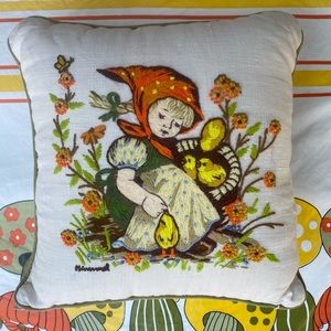 Vintage embroidered throw pillow